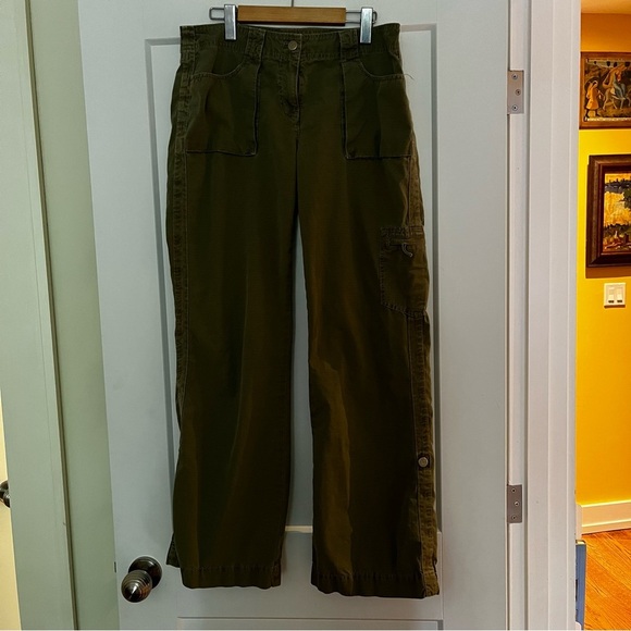 vintage 90s Y2K j. crew green label low-rise wide leg khaki workwear style pants - Picture 1 of 11